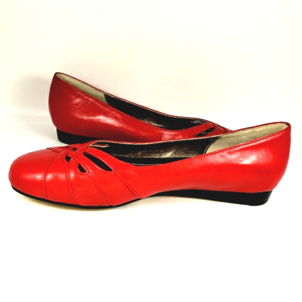 Array Red Leather, Slip On, Round Toe, Ballet Fla… - image 8